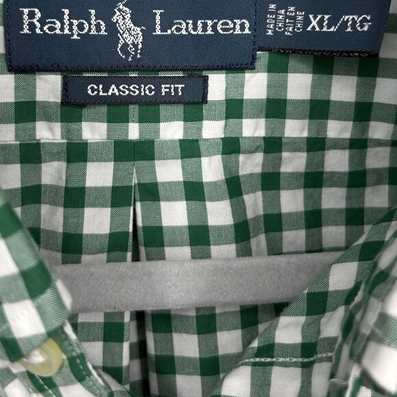 Ralph Lauren Shirt Mens XL Green Gingham Button Down Classic Fit Oxford Pony - Picture 5 of 12